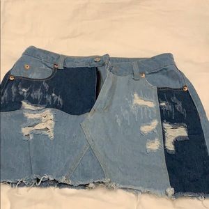 Multi color jean skirt